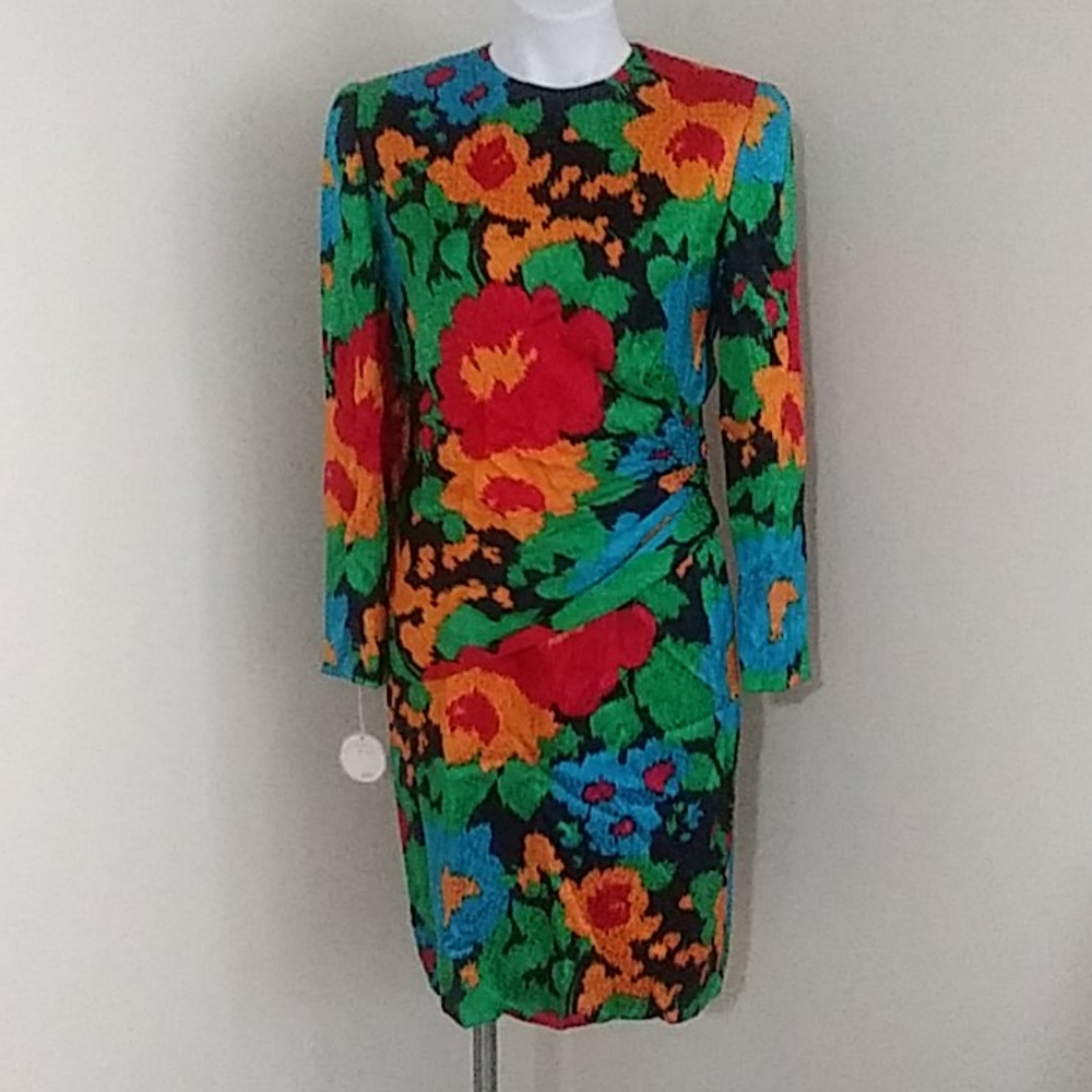 Wayne Kastning for Helga  Floral Dress Vintage Long Sleeves Rare - Picture 15 of 15